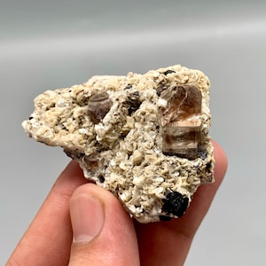 Natural Beautiful Topaz SPecimen 61g, From Pakistan. Gorgeous  Healing Specimen Combined With Black Tourmaline & Mica For Meditation