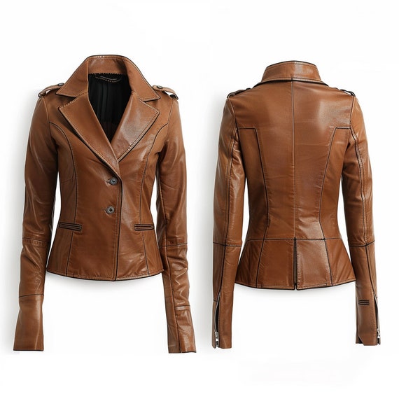 Fitted leather blazer womens hotsell