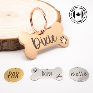 Personalized Stainless Steel Pet ID Tag Handmade Pet Tags Custom Pet Tag Dog Tag Cat ID Tag Pet ID Tags Pet Name Tag image 1