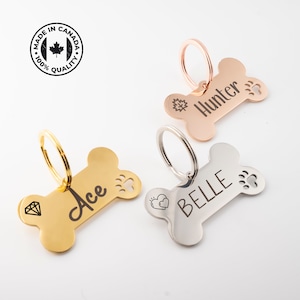 Médaille d'identification personnalisée en acier inoxydable pour animaux de compagnie - Médailles pour animaux de compagnie faites main - Médaille pour animal de compagnie personnalisée - Médaille pour chien - Médaille d'identification de chat - Médailles d'identification pour animaux de compagnie - Médaille nominative