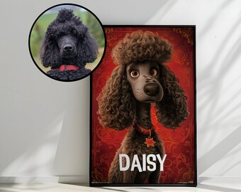 Personalized Dog Wall Art - Custom Cartoon Dog Portrait, Pet Lover Home Decor, Unique Gift for Pet Owners