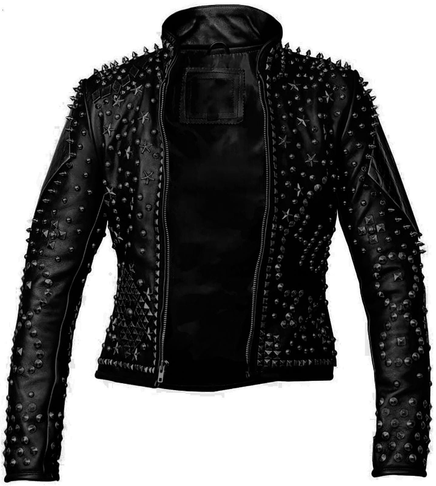 Premium Custom Punk Rock Gothic Leather Jacket With Bold Studded ...