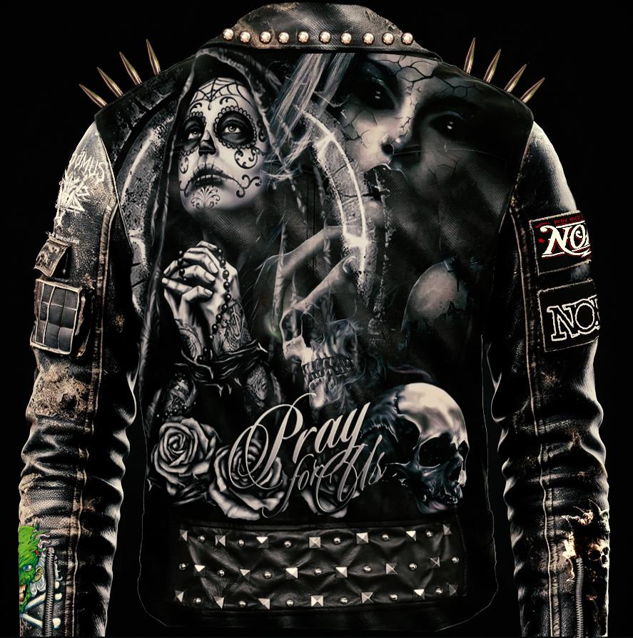 Men Rivets Gothic Leather Jacket With Metal Spikes, Unique Punk