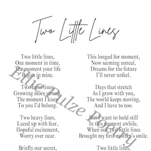 Two Little Lines, digital poem, downloadable poem, pregnancy poem.