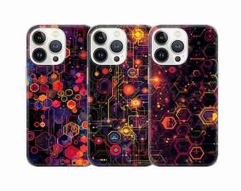 Abstract Pattern Phone Case Neon Cover for iPhone 15Pro, 14, 13, 12, 11, Google Pixel 8, 7A, 6A, Samsung Galaxy S24Ultra, S23fe, S22,A54,A34