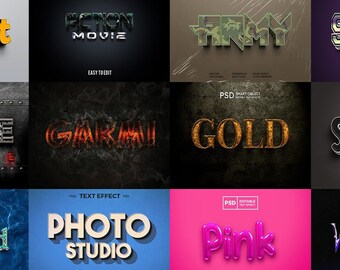 5000 セット 3D Adobe Photoshop テキスト効果バンドル タイトル ポスター PSD フォント 編集可能なタイトルバンドル 高級