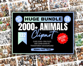 動物の水彩画クリップアート バンドル、水彩画サファリ ツアー、ゾウ、カバ、ライオン、トラ、キリン、ベビールーム PNG、デジタル ダウンロード