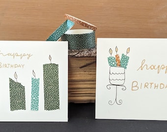 Birthdaycards <3 Washi Tape und Transferfolienliebe: Geburtstagskarten zweier Set