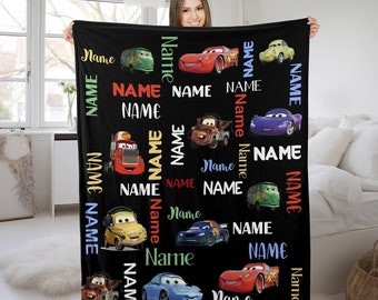 Disney Cars Plush Fleece Blanket, Personalized Cars Velveteen Plush Blanket