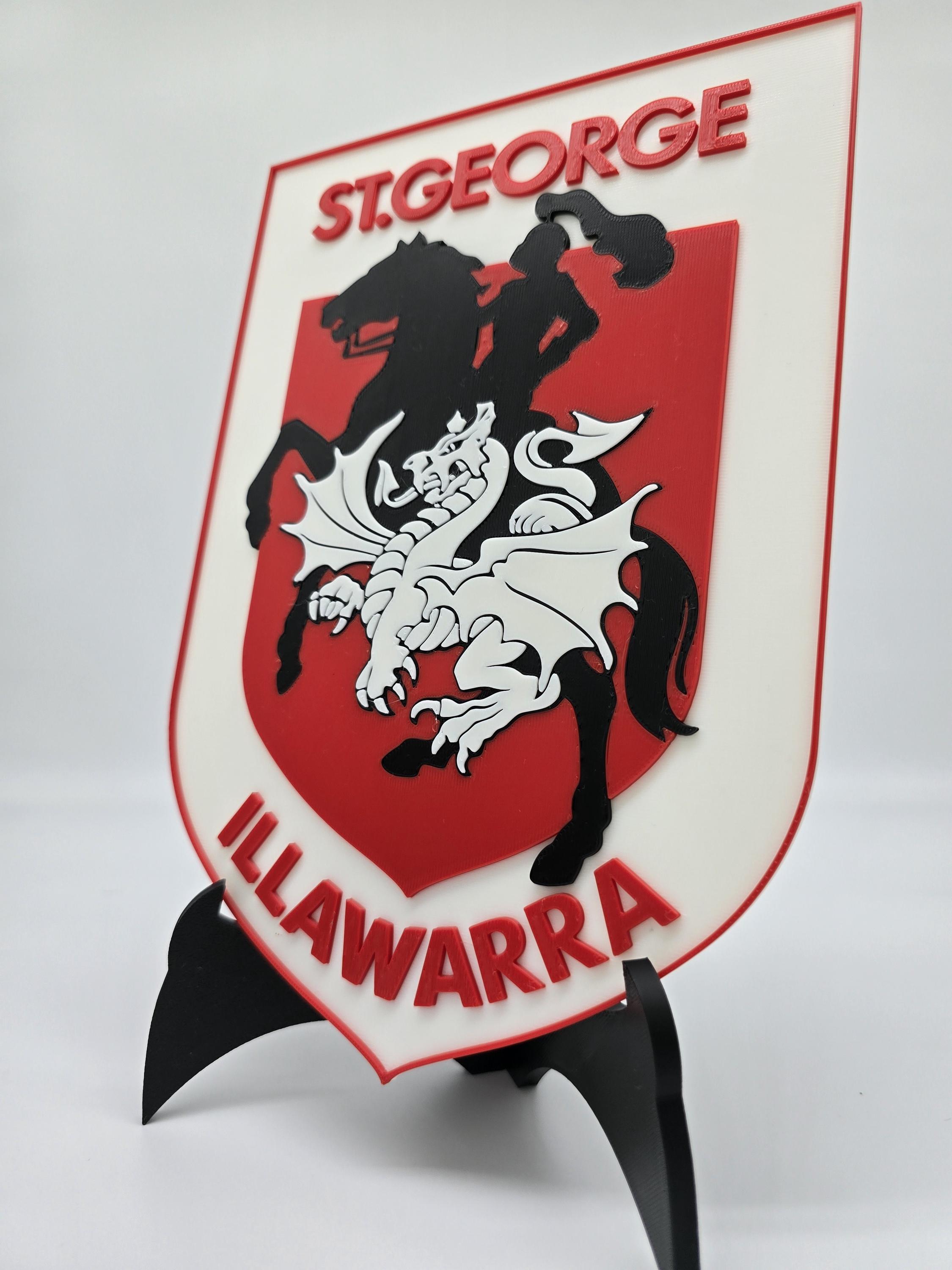 St George Illawarra Dragons NRL Logo Plaque With Stand, Man Cave