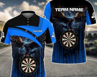 Personalisiertes LasFour Dart Board Adler Beliebiges Polo-Shirt, Benutzerdefinierte Darts-Shirts für Männer, Frauen, Dart-Team-Shirt, Darts-Liebhaber-Geschenk, Sport-Hemd