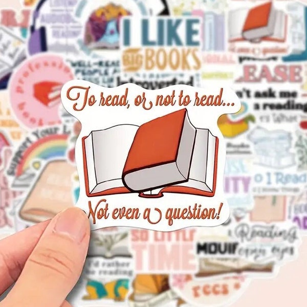 Book Reading Sticker Pack Book Reader Themed Waterproof Vinyl Stickers Scrapbook Material Book Lover Gift for Her Book Love Decal Book Fan