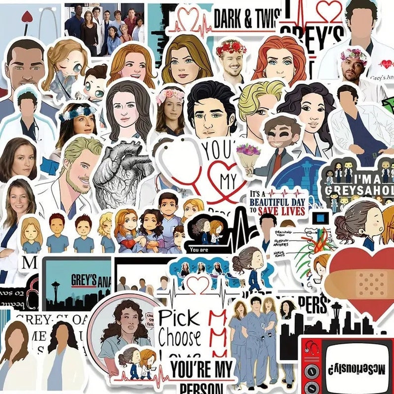 Grey's Anatomy Sticker Pack Doctor Laptop Decals Grey-sloan Memorial ...