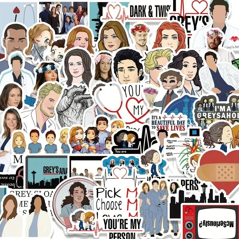 Grey's Anatomy Sticker Pack Doctor Laptop Decals Grey-sloan Memorial ...
