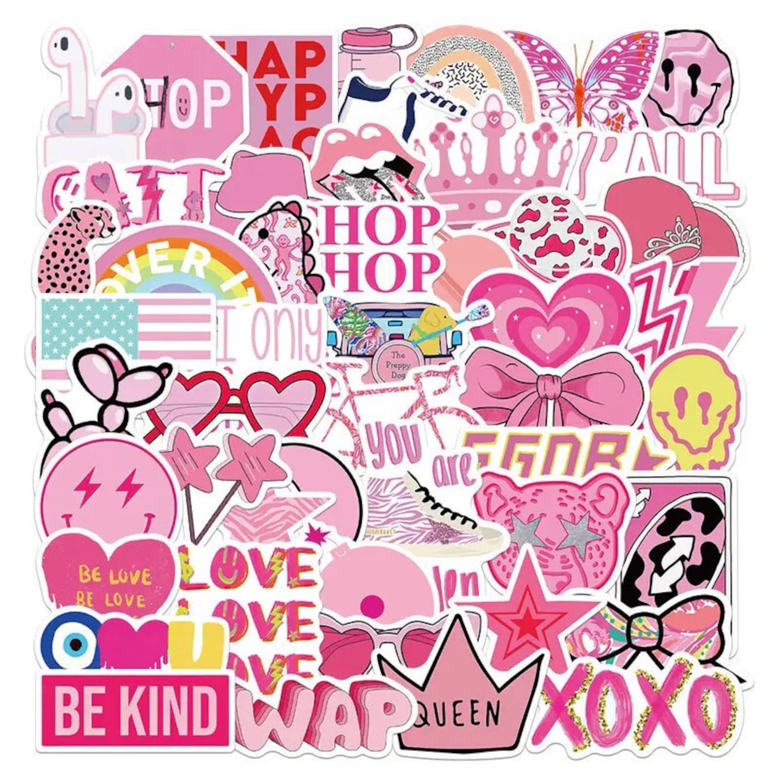 Pink Style Sticker Pink Party Theme Stickers Aesthetic Waterproof Cute Vinyl Stickers Pink ...