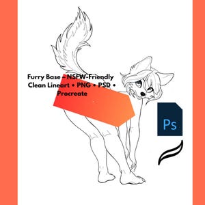 Furry Girl Base Template | Full Body PSD Lineart for  Customs | Transparent PNG + Procreate File Friendly