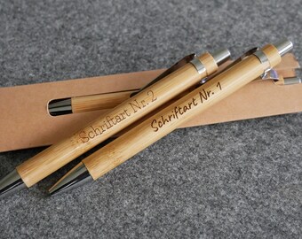 Bambus Kugelschreiber Stift - Personalisiert, Graviert / Schriftzug o. Logo  / Geschenk - Etsy.de