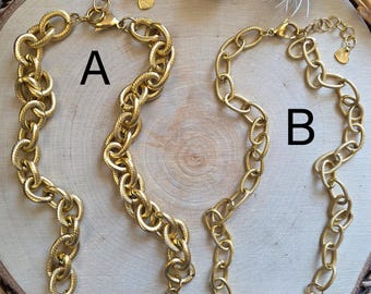 Collier chaîne à maillons en acier inoxydable  avec perles charms interchangeables