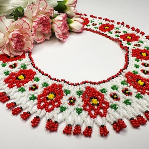Carpathian Sylyanka, Ukrainian beaded necklace, Handmade beads sylyanka, etno necklace, Boho necklace, original collar for Woman