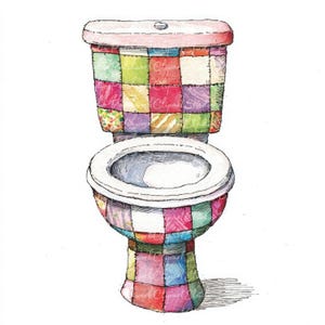 10 toilet clipartbundel, png en jpg, afdrukbare patchwork, watercloset, toiletillustraties, digitale download, scrapbook maken, quiltafbeelding