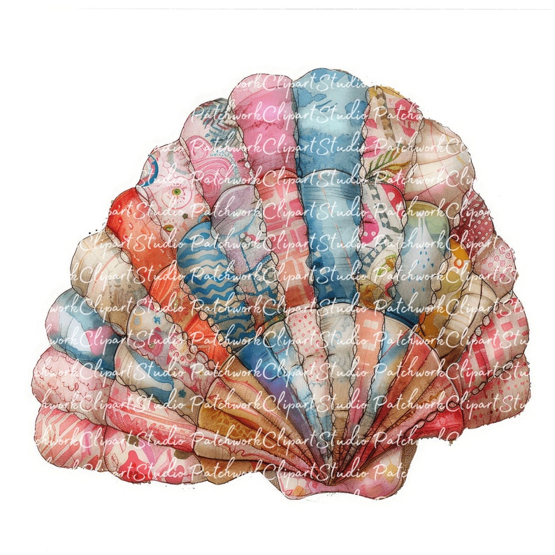 10 Shells Clipart Bundle, PNG & JPG, Printable Patchwork Shell ...