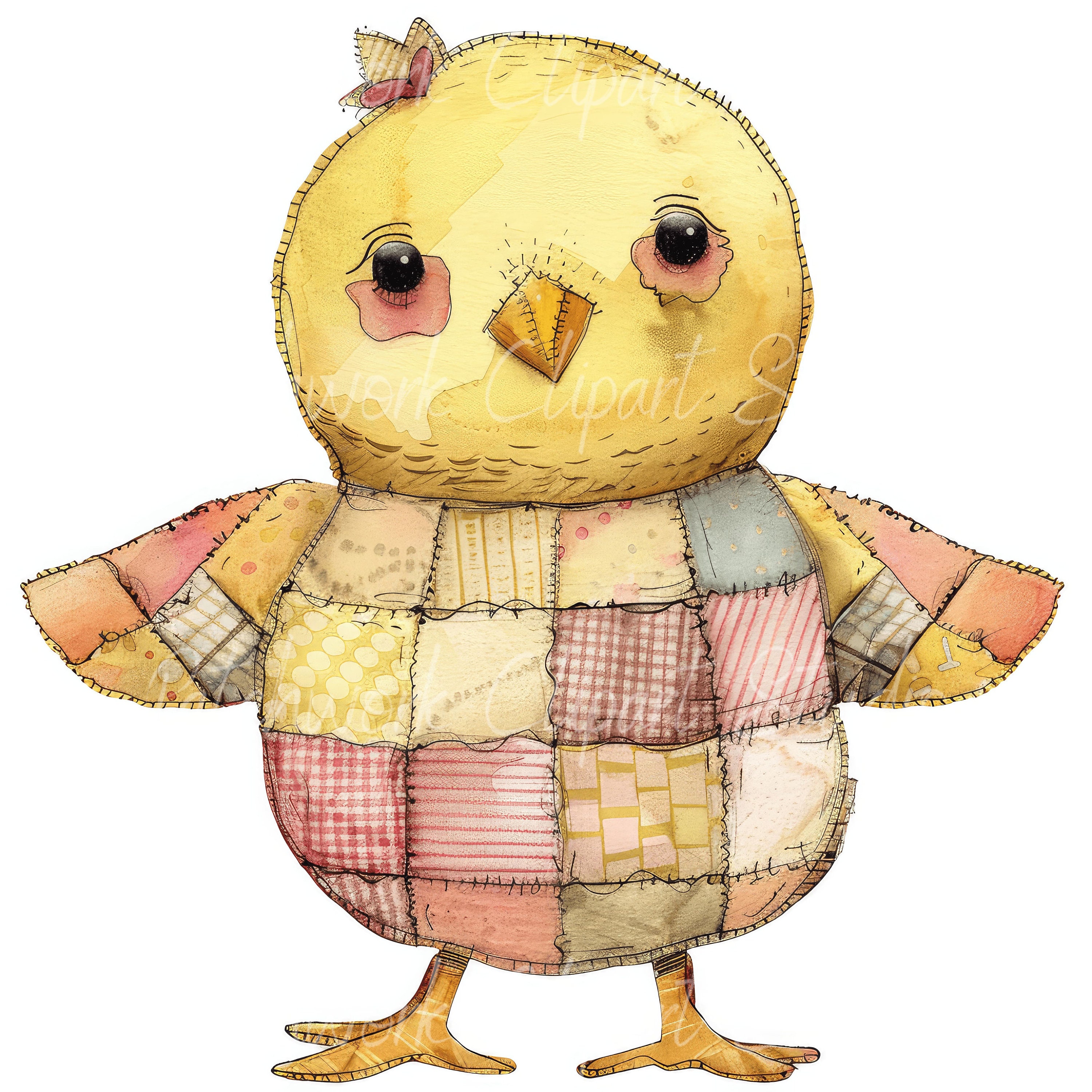 Chicks Clipart Bundle, Printable Chick, Cute Quilted Fabric ...