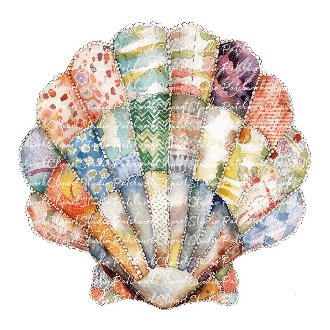 10 Shells Clipart Bundle, PNG & JPG, Printable Patchwork Shell ...