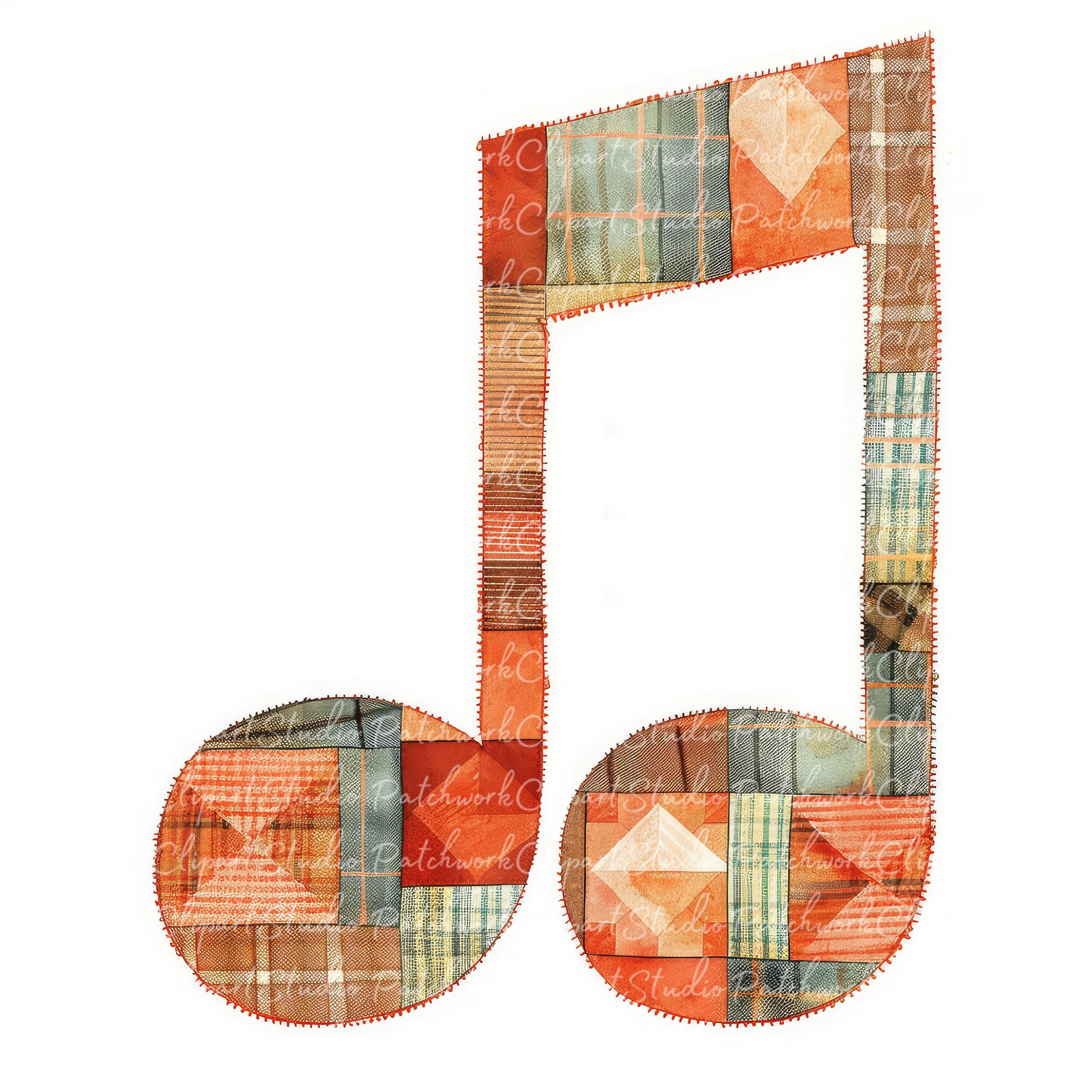 10 Musical Notes Clipart Bundle, PNG & JPG, Printable Patchwork ...