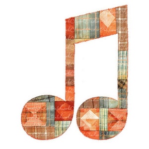 10 muzieknoten clipartbundel, png en jpg, afdrukbare patchwork, illustraties, digitale download, scrapbooking, quiltafbeelding
