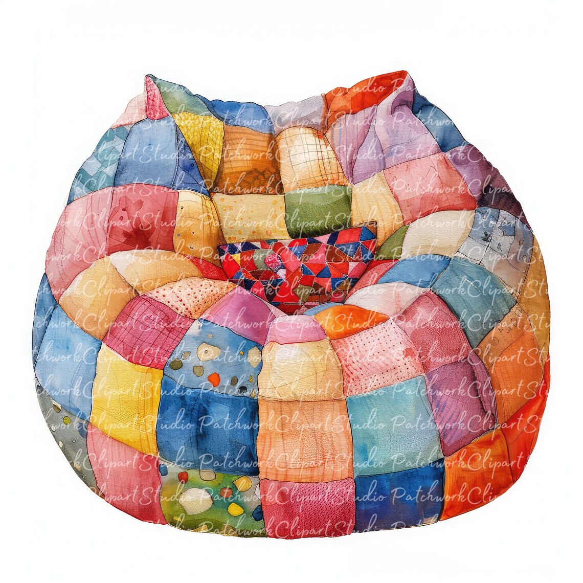 10 Beanbags Clipart Bundle, Printable Patchwork Beanbag, Quilted Fabric ...