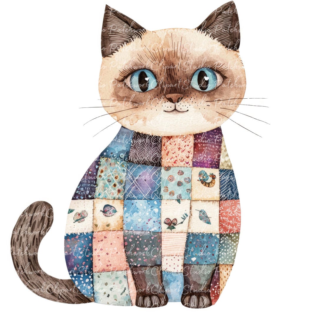 Patchwork Ragdoll 10 Ragdoll Cat Clipart Bundle, PNG & JPG, Printable Patchwork Cat ...