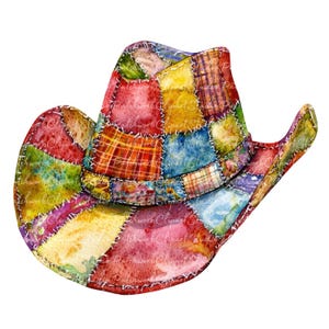 10 Cowboyhut Clipart Bundle, PNG & JPG, Patchwork Westernhut, Illustrationen, digitaler Download, Scrapbook Crafting, Quilt Bild