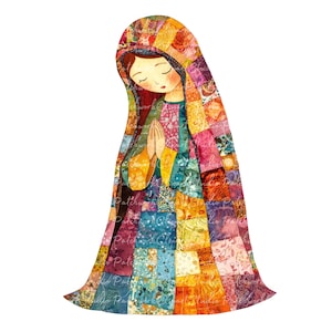 10 Maagd Maria clipartbundel, png en jpg, afdrukbare patchwork christelijke illustraties, digitale download, scrapbook ambachten, afbeelding moeder Maria