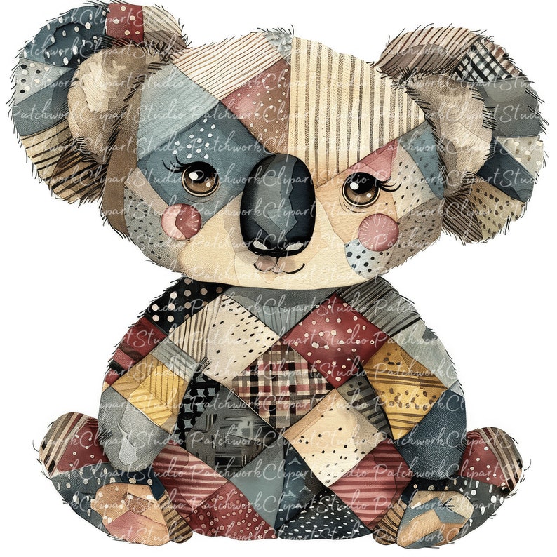 10 Koala Clipart Bundle, PNG & JPG, Printable Patchwork Koalas ...