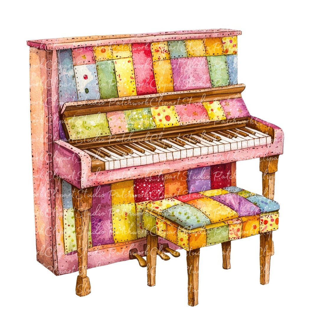 10 Piano Clipart Bundle, PNG & JPG, Printable Patchwork Piano ...