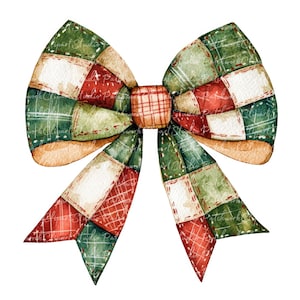 10 kerststrik clipartbundel, png en jpg afdrukbare patchwork feestelijke rood groene strik, illustratie, digitale download, plakboek, quiltafbeelding