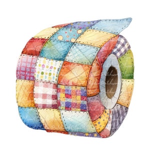 10 Toilet Paper Clipart Bundle, PNG & JPG, Printable Patchwork, Illustrations, Digital Download, Scrapbook Crafting, Quilt Image