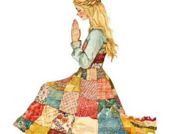 10 Blonde Woman Praying Clipart Bundle, PNG & JPG, Blonde Girl Praying Image, Digital Download, Scrapbook Crafts, Blonde Girl, Praying Woman