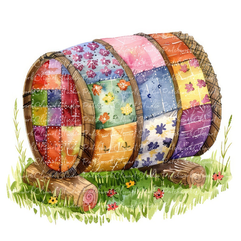 10 Barrels Clipart Bundle, PNG & JPG, Printable Patchwork Barrel ...