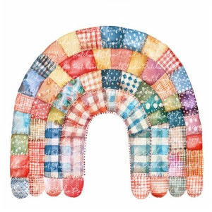 10 regenboog clipartbundel, png en jpg, afdrukbare patchwork regenboog, digitale download, quiltafbeelding, illustraties, scrapbook crafting