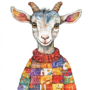 10 herfstgeit clipartbundel, png en jpg, afdrukbare patchwork, geit in herfst illustraties, digitale download, scrapbook crafting, quiltafbeelding