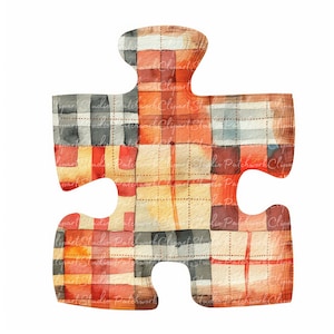 10 puzzelstukjes clipartbundel, png en jpg, illustraties, afdrukbare patchwork digitale download, scrapbooking, quiltafbeelding