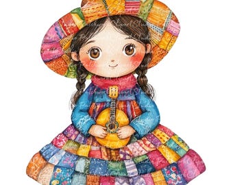 メキシコ人女性のクリップアート10点セット、PNG＆JPG、印刷可能な
