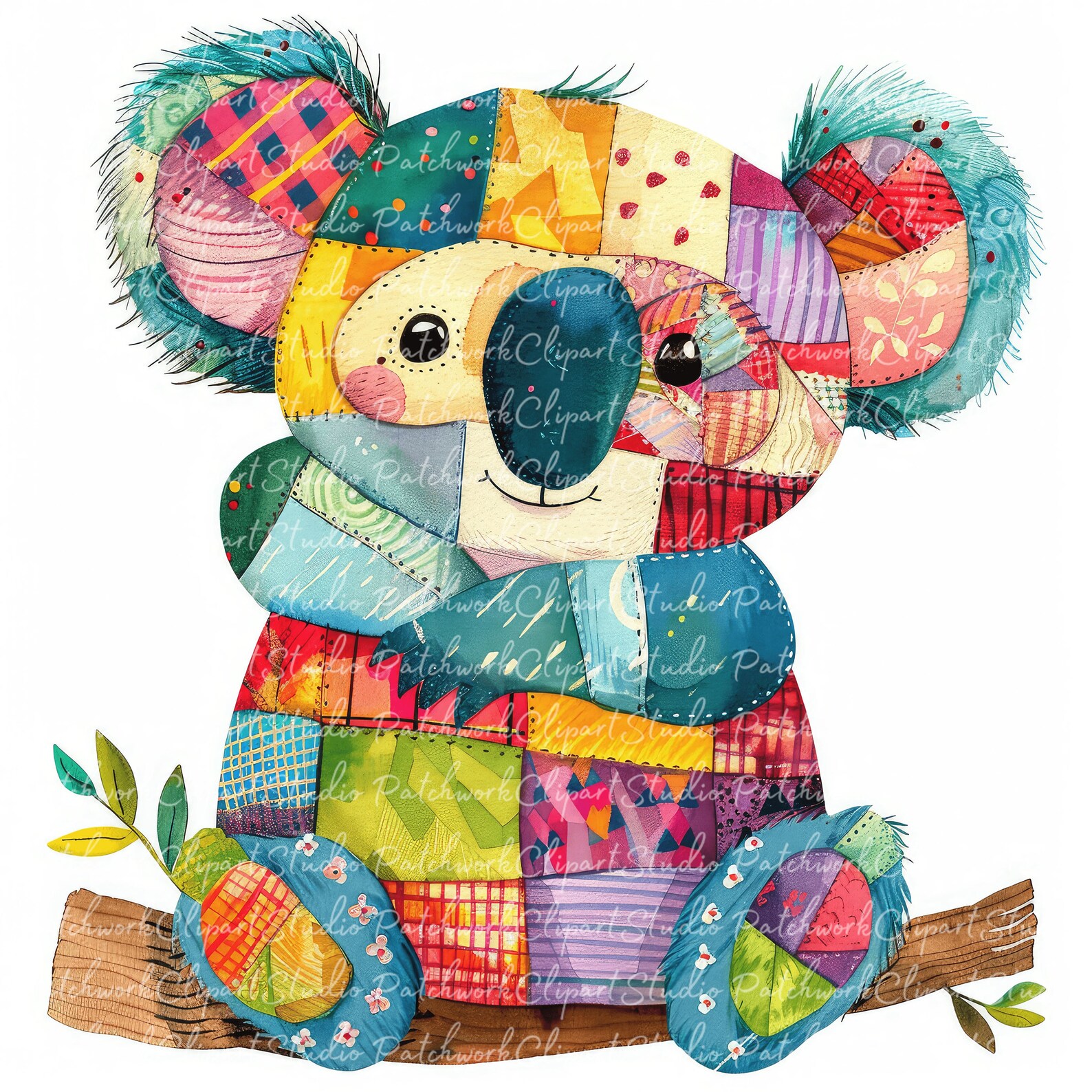 10 Koala Clipart Bundle, PNG & JPG, Printable Patchwork Koalas ...