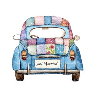Lot de 10 cliparts de voiture de mariage, PNG & JPG, illustrations de voitures de mariage en patchwork, carte de mariage en téléchargement numérique, image de mariage