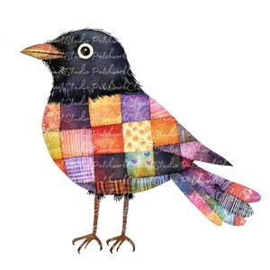 10 Crow Clipart Bundle, PNG & JPG, Printable Patchwork, Black Bird ...