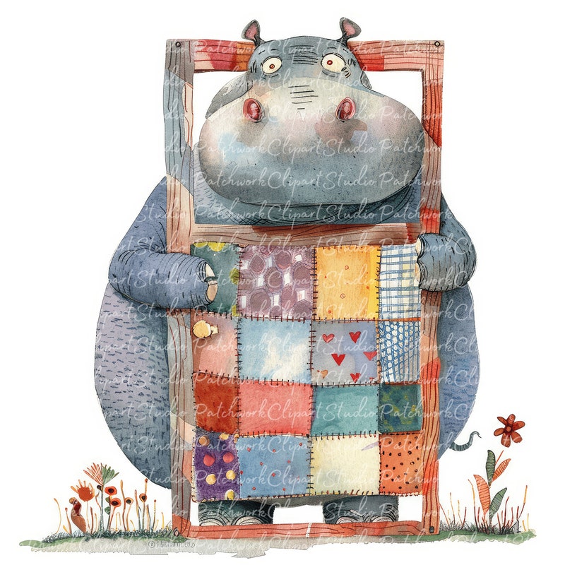Hippo Cute Pattern Print Quilt main image 1