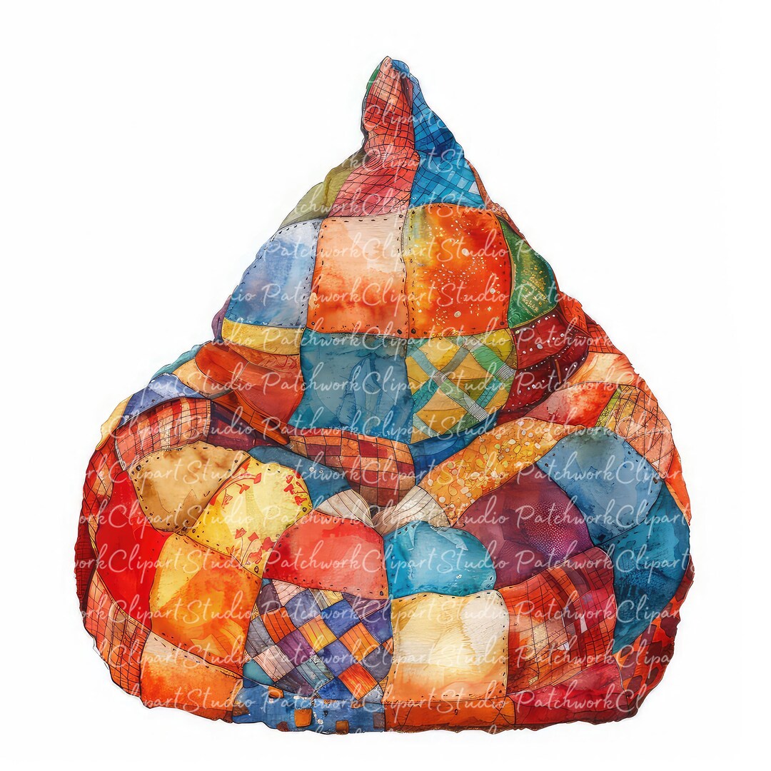 10 Beanbags Clipart Bundle, PNG & JPG, Printable Patchwork Beanbag ...
