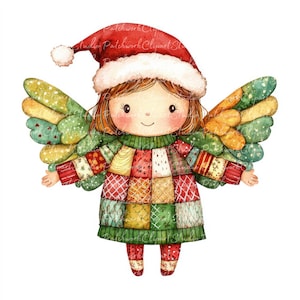 10 bundle di clipart di angeli di Natale, PNG e JPG, patchwork stampabile, illustrazioni di angeli di Natale, download digitale, artigianato di scrapbooking, immagine di quilt