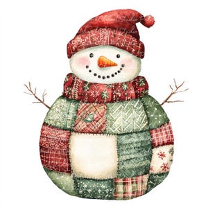 Lot de 10 cliparts bonhomme de neige, PNG & JPG, patchwork imprimable, Illustrations d'hiver, téléchargement numérique, album, bonnet de Noel, Image de courtepointe de Noël